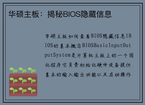 华硕主板：揭秘BIOS隐藏信息